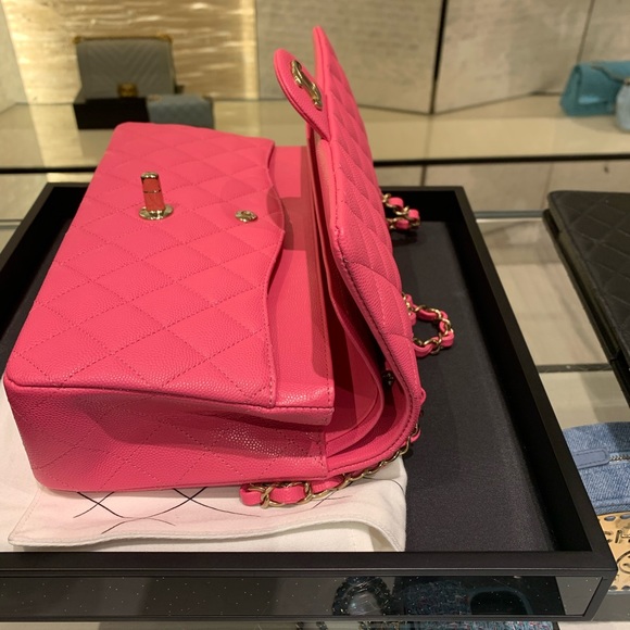 CHANEL Medium Classic Double Flap Bag Pink  NK289 Caviar LGHW 22K New /r… - Picture 10 of 15